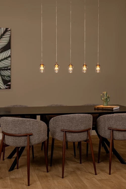 Lucide BERLIANE - Suspension - LED Dim. - 5x4W 2700K - Avec module LED remplaçable - Transparent | Essential - ambiance 1